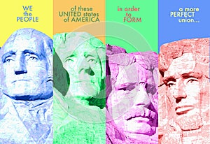 Digital composite: Mount Rushmore and preamble to the U. S. Constitution photo