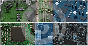 pcb collage, computer hardware collage