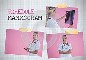 Schedule mammogram text and Breast Cancer Awareness Photo Collage