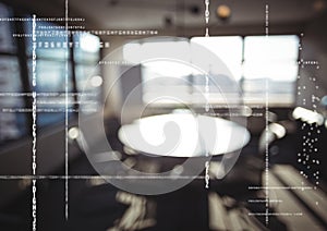 White code against blurry office