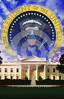 Digital composite: The White House and Seal of the President