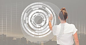 Woman touching circle interface
