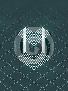 Digital composition of intersecting diagonal lines creating a dynamic pattern. 3d rendering