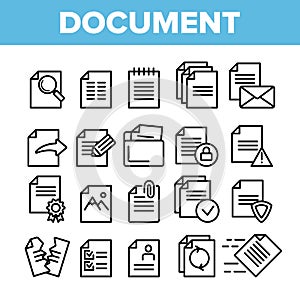Digital, Computer Documents, File Vector Linear Icons Set