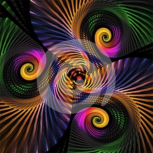 Digital computer fractal art abstract fractals, colorful spiral mosaic photo