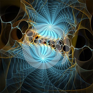 Digital computer fractal art abstract fractals, light blue web photo