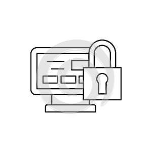 Digital, computer, technology, lock icon. Simple line, outline vector of computer technology icons for ui and ux, website or