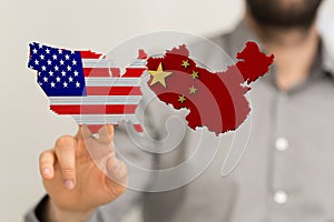 Digital concept introducing the us and china trade partner maps