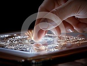 Digital Connection on Circuit Board Scene