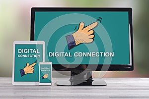 Digital connection concept on different devices