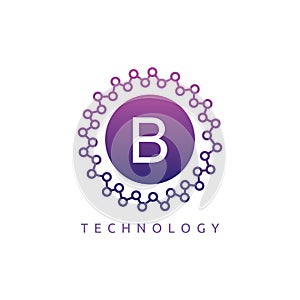 Digital Connection Technology B Letter Logo.