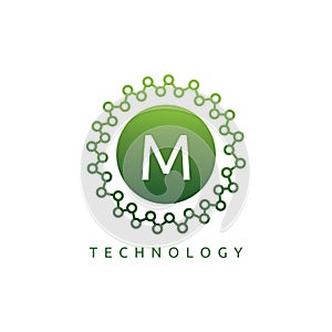Digital Connection Technology M Letter Logo.