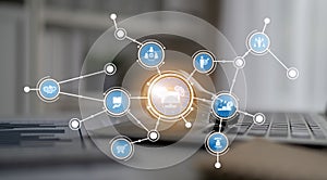 Digital connectivity and analytics concept illustrating data visualization, technology integration, and network