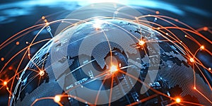Digital Connectivity and Business Innovation in 3D: Network Concept with Connected Server Rooms photo