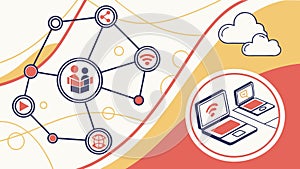 Digital connectivity with Wi-Fi, laptops, and cloud computing. vector design Generative AI