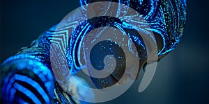 Digital Consciousness Abstract Art of a Bioluminescent Human