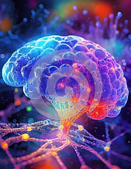 Digital consciousness, brain potential. Ideas and innovation. Free your mind. Synapses and artificial intelligence