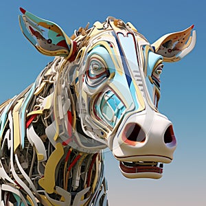 Digital Constructivism: A Bold And Cartoonish 3d Cow By Picasso