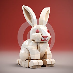 Digital Constructivism: Lego Rabbit With Vray Tracing And Monochromatic Color Schemes