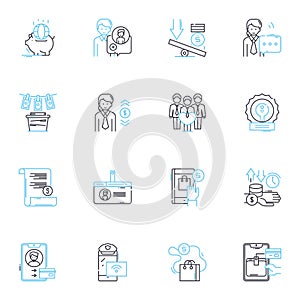 Digital contracts linear icons set. E-contracts, Electronic signatures, Secure, Authenticity, Paperless, Enforceable