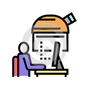 digital controlling telescope in observatory color icon vector illustration