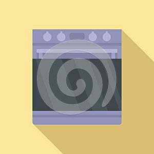 Digital convection oven icon flat vector. Electric grill stove