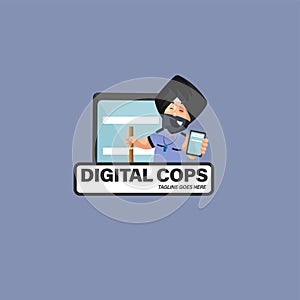 Digital cops Indian vector mascot logo