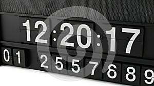 Digital countdown timer display isolated on white background