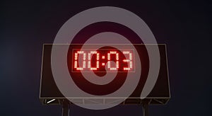 Digital Countdown Timer Showing Three Seconds