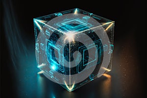 Digital cube encoder technology concept. generative ai