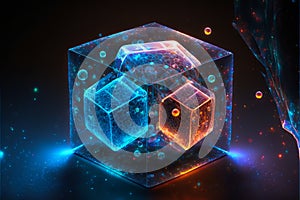 Digital cube encoder technology concept. generative ai