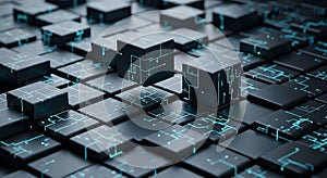 Digital Cubes Abstract Background - Futuristic Tech, Data Visualization