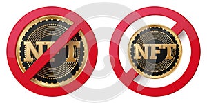 digital currency ban prohibit icon. Not allowed nft and crypto .