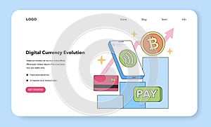 Digital Currency Evolution concept. Flat vector illustration