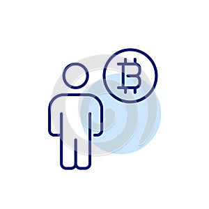 Digital currency user. Individual who invests in or holds Bitcoin as part of their financial portfolio. Vector icon