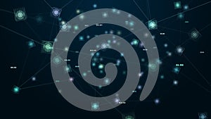 Digital Cyberspace, Digital Data Network and Blockchain Connections. Global Network Technology Digital Big Data Connection