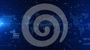 Digital Cyberspace and Digital Data Network Connections. High-Speed Connection and Data Analysis, Technology Abstract Background