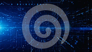 Digital Cyberspace with Particles and Digital Data Network Connections. High Speed Connection and Data Analysis Technology Digital
