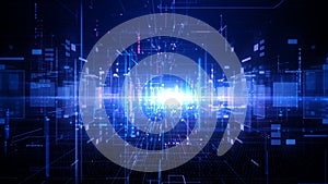 Digital Cyberspace with Particles and Digital Data Network Connections, Technology Digital Data Abstract Background, Data Analysis