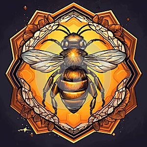 Digital 2D illustration Honey bee Logo