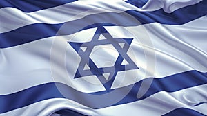 Digital 3D rendering of Israels flag with prominent Star of Davi. Concept 3D Rendering, Israeli photo