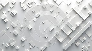 Abstract 3d rendering of white cubes. Cubes wall background.