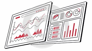 Digital Dashboard with Data Charts and Analytics, vector design Generative AI