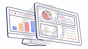 Digital Dashboard Displaying Business Data and Performance Metrics, vector design Generative AI