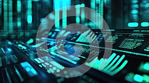 Digital dashboard displaying data analysis and futuristic technology