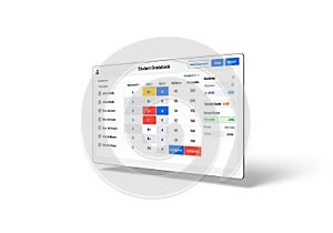 Digital dashboard displaying data analytics and performance metrics isolated on white background