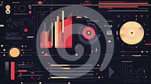 Digital dashboard displaying data charts and analytics interface