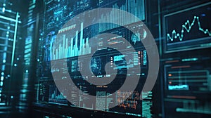 Digital dashboard displaying data visualization and business analytics