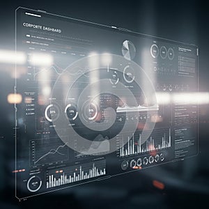 A digital dashboard displaying various data visualizations, including line graphs, bar