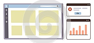 Digital Dashboard Interface with Error Alert and Analytics Chart Windows